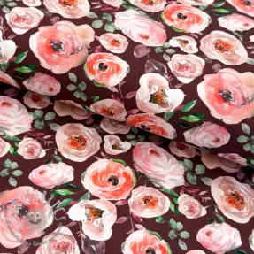 Jersey RRoses burgundy digital print