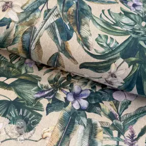 Tessuto decorativo Banana leaves linen digital print