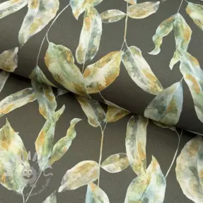 Tessuto decorativo Leaves army green digital print