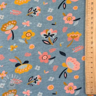 Felpa garzata Flowers smoke blue melange
