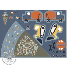 Tessuto di cotone Cars PANEL digital print