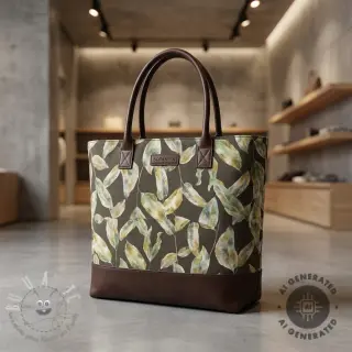 Tessuto decorativo Leaves army green digital print