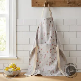 Tessuto decorativo Shells linen ecru digital print