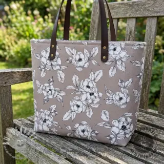 Tessuto decorativo Flowers taupe digital print