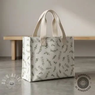 Tessuto decorativo Eucalyptus white green digital print