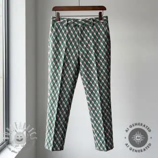 Tessuto per tailleur da donna KNITTED JACQUARD Graphic green