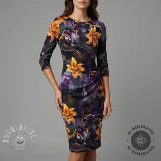 Tessuti per abbigliamento da donna e occasioni speciali PUNTA DI ROMA Flowers black digital print
