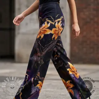 Tessuti per abbigliamento da donna e occasioni speciali PUNTA DI ROMA Flowers black digital print