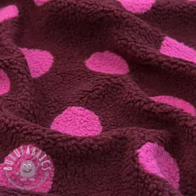 Tessuto per cappotti TEDDY JACQUARD Dots burgundy
