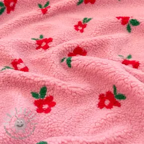 Tessuto per cappotti TEDDY Tiny flowers pink