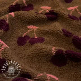 Tessuto per cappotti TEDDY JACQUARD Cherries brown