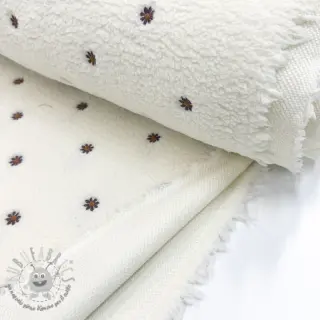 Tessuto per cappotti TEDDY EMBROIDERY Mini ecru