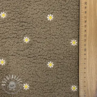 Tessuto per cappotti TEDDY EMBROIDERY Mini taupe
