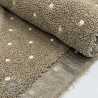 Tessuto per cappotti TEDDY EMBROIDERY Mini taupe