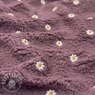 Tessuto per cappotti TEDDY EMBROIDERY Mini rosewood