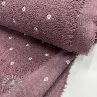 Tessuto per cappotti TEDDY EMBROIDERY Mini rosewood