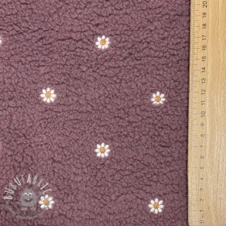 Tessuto per cappotti TEDDY EMBROIDERY Mini rosewood