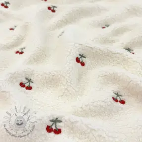 Tessuto per cappotti TEDDY EMBROIDERY Cherries