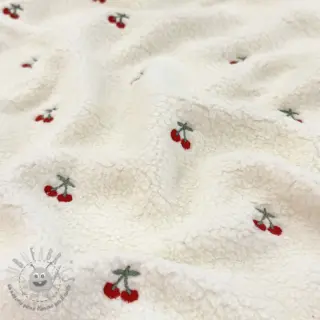 Tessuto per cappotti TEDDY EMBROIDERY Cherries