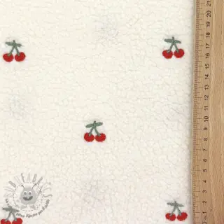 Tessuto per cappotti TEDDY EMBROIDERY Cherries