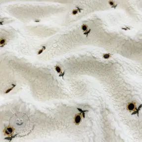 Tessuto per cappotti TEDDY JACQUARD EMBROIDERY Sunflower