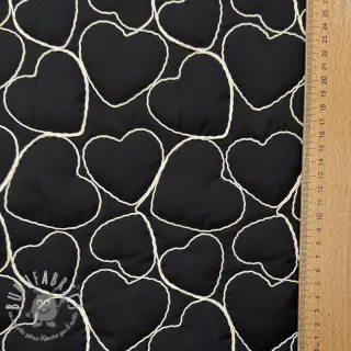 Tessuto trapuntato EMBROIDERY Hearts black