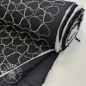 Tessuto trapuntato EMBROIDERY Hearts black