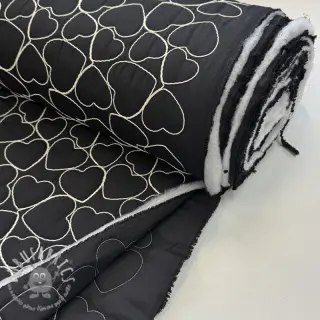 Tessuto trapuntato EMBROIDERY Hearts black