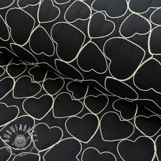 Tessuto trapuntato EMBROIDERY Hearts black