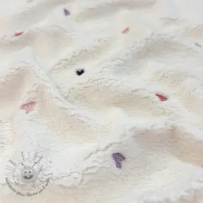 Tessuto per cappotti TEDDY EMBROIDERY Hearts ecru
