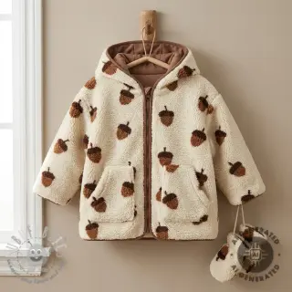 Tessuto per cappotti TEDDY JACQUARD Acorns