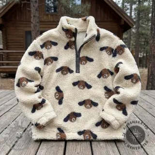 Tessuto per cappotti TEDDY JACQUARD Dogs brown