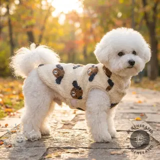 Tessuto per cappotti TEDDY JACQUARD Dogs brown