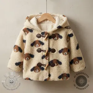 Tessuto per cappotti TEDDY JACQUARD Dogs brown