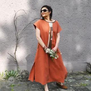 Lino prelavato peach
