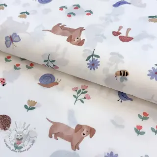 Tessuto di cotone Animals in the garden design B digital print