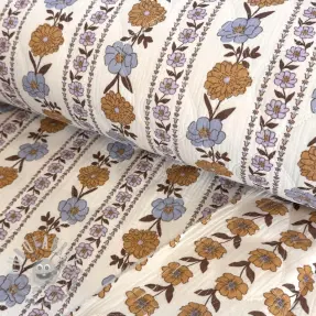 Mussola/Doppia garza STEPPED Flowers in stripe white