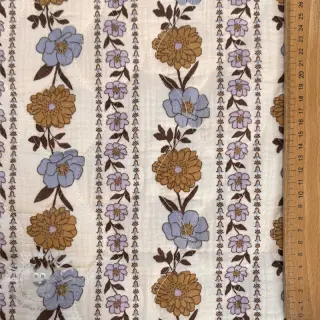 Mussola/Doppia garza STEPPED Flowers in stripe white