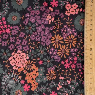 Tessuto di cotone VOILE STEPPED Flowerie black digital print