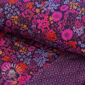 Tessuto di cotone VOILE STEPPED Flowerie purple digital print