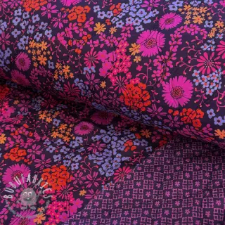 Tessuto di cotone VOILE STEPPED Flowerie purple digital print