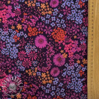 Tessuto di cotone VOILE STEPPED Flowerie purple digital print