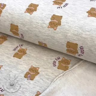 Felpa garzata Lucky cat off white melange
