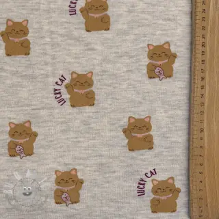 Felpa garzata Lucky cat off white melange