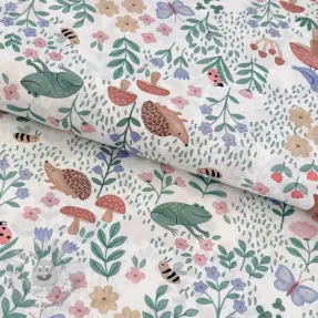 Tessuto di cotone Animals in the garden design A digital print