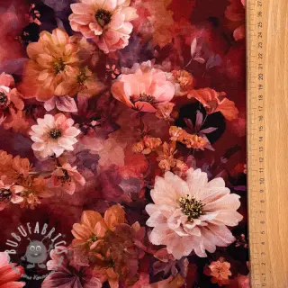 Jersey Flowers Junie red digital print