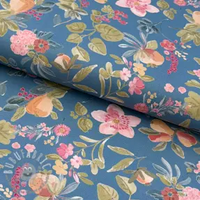 Tessuto di cotone Floweria nova blue digital print