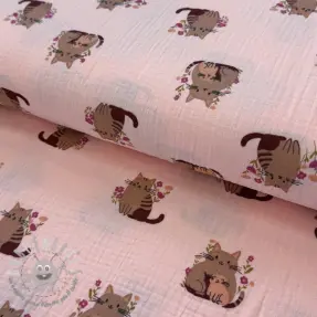 Mussola/Doppia garza Cats pink