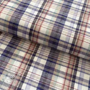 Viscosa con lino YARN DYED Checks Old fashion blue