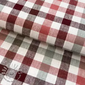 Viscosa con lino YARN DYED Checks burgundy